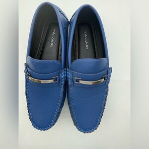 Tahari Blue Slip-On Loafers with Metallic Accent